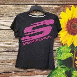 Sketchers short Sleeve gray/pink tee Pre-owned